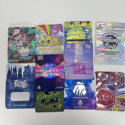 acheter Colorié Holographique Stand Up Pouch Weed Weed Sacs d'emballage avec fermeture à glissière online manufacture