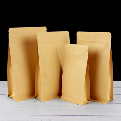 acheter 130 Mico Épaisseur Biodégradable Poches debout en papier Sacs à fond plat online manufacture