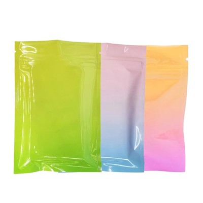 Grade alimentaire Snack 3 Sacs scellés latéraux Fermeture à glissière Gradient Couleur arc-en-ciel Colorant