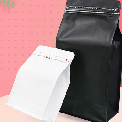 Sac à café à fond plat sur mesure à huit côtés 250g 500g 1000g avec vanne