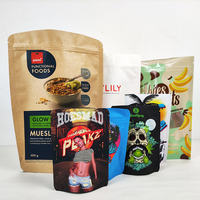 Sacs en plastique coloré 3,5g à nouveau fermé Mylar ziplockk Sacs d'emballage alimentaire sec imprimé sur mesure