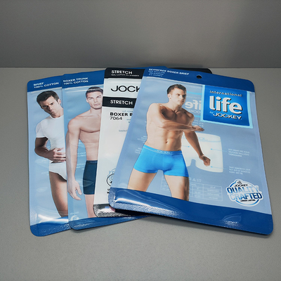 Sac fait sur commande transparent de Mylar de poche latérale en plastique du joint trois pour les sous-vêtements des hommes