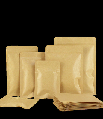 Sacs à joints à trois côtés de différentes capacités Emballages en papier kraft recyclables