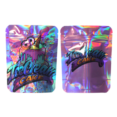 Couleur personnalisée Holographique Stand Up Pouch Matte Tear Notch Avec Fermeture à glissière