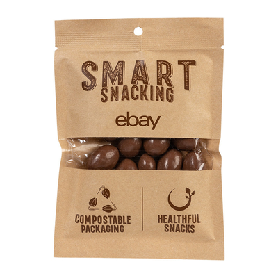 Emballage alimentaire en papier kraft Sac à fermeture à glissière avec fenêtre, sac d' emballage comestible biodégradable