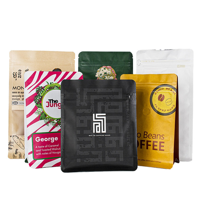 Sac à café à film stratifié en papier kraft à fermeture à glissière personnalisée