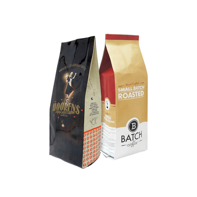 Poches imprimées personnalisées en or métallique brillant 1 kg Poches à côté de café Gueest Poches personnalisées à étanchéité thermique Poche de café debout