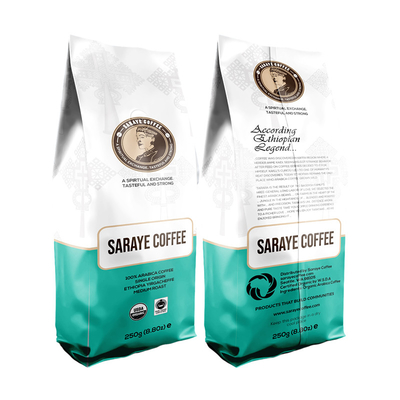 Sceau thermique Mat noir Stand Up Ziplock Sacoche en plastique 12 oz Côté café Gueest Fond du sac de café