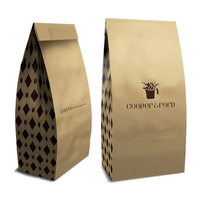 Largeur 7,5 pouces Kraft Stand Up Poches 500g Gravure Imprimer des sacs à café recouvertables