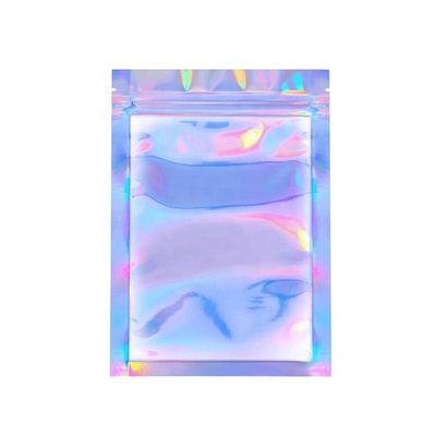 Petite fermeture à glissière en plastique biodégradable Mylar Fermeture à glissière thermique à trois côtés Emballage alimentaire Sac holographique