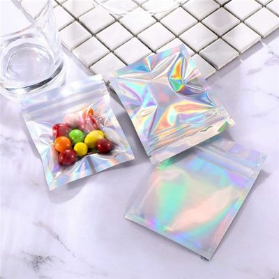 HACCP Holographique Stand Up Pouch Fermeture à glissière Top Mylar Foil Mini Poches