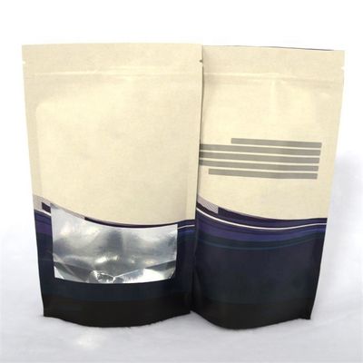 OEM sacs de café imprimés biodégradables sacs de papier kraft re-fermé avec fenêtre