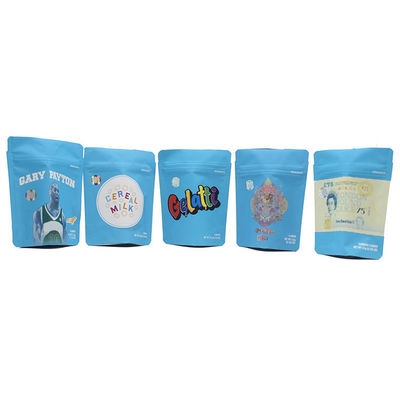 LDPE Mylar fermeture à glissière Stand Up sacs bleus à fermeture à glissière re-verrouillable 5 pouces de hauteur