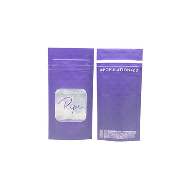 Logo personnalisé pourpre plastique debout fermeture à glissière sac d'emballage Mylar sacs avec fenêtre