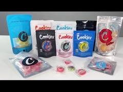 Sac Mylar avec fenêtre Cookies Packaging Bag sachets debout pour fleur de mauvaises herbes